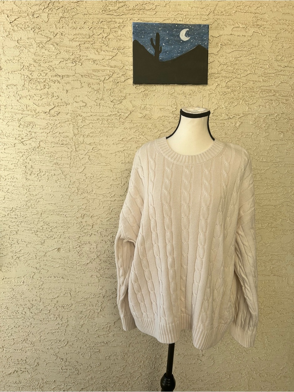 GAP Cream Cable-Knit Crewneck Sweater